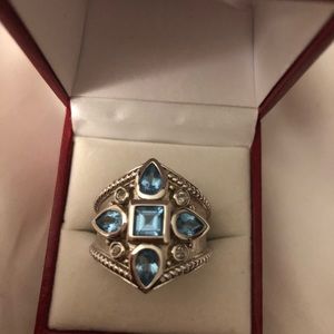 Beautiful blue topaz sterling silver 925 ring